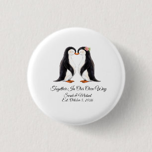 Chapa Redonda De 2,5 Cm Pareja de pingüinos para boda personalizada 