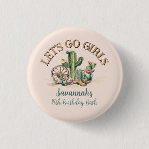 Chapa Redonda De 2,5 Cm Partido de cumpleaños de Rodeo de Nova de País Ros