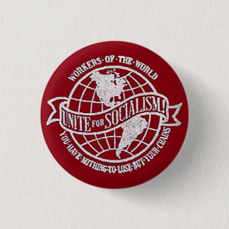 Chapa Redonda De 2,5 Cm Partido Socialista del mundo del rojo de Estados