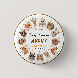 Chapa Redonda De 2,5 Cm Party Animals 2nd Birthday | Cute Jungle Animal