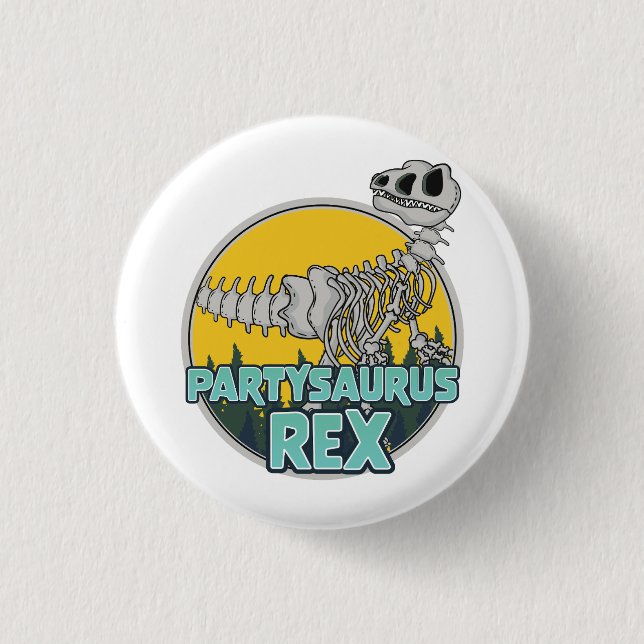 Chapa Redonda De 2,5 Cm Partysaurus Rex (Anverso)