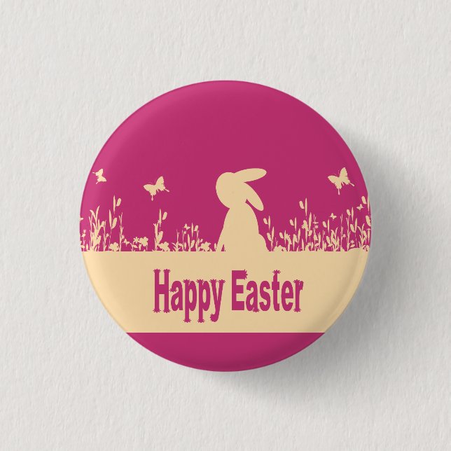 Chapa Redonda De 2,5 Cm Pascua feliz, liebre soñada (Anverso)