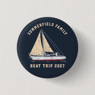Chapa Redonda De 2,5 Cm Paseo en barco familiar náutico personalizado