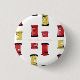 Chapa Redonda De 2,5 Cm Pastel Japanese Postbox: Watercolor Crayon Style 