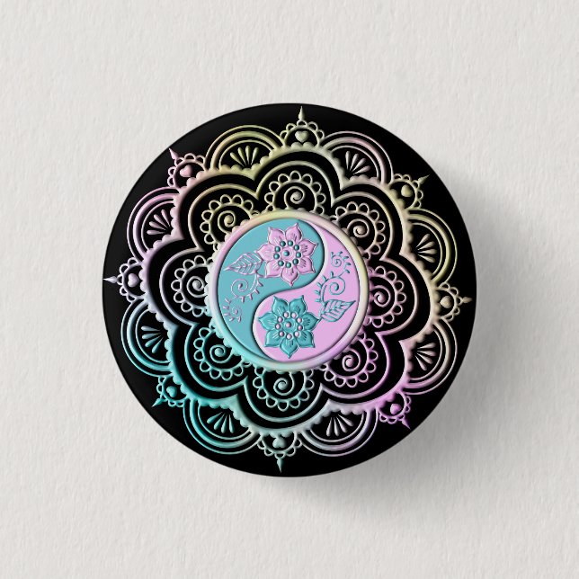 Chapa Redonda De 2,5 Cm Pastel Mandala (Anverso)