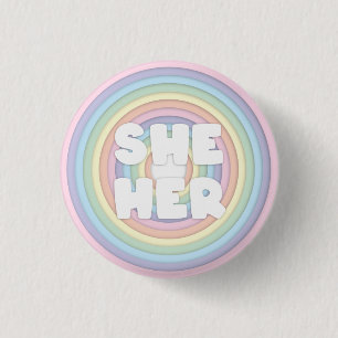 Chapa Redonda De 2,5 Cm Pastel Rainbow Ella/Sus Pronounes 