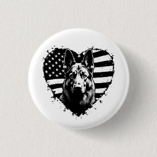 Chapa Redonda De 2,5 Cm Pastor Alemán Perro Estados Unidos Bandera Norteam