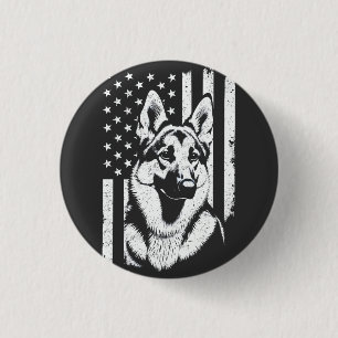 Chapa Redonda De 2,5 Cm Pastor Alemán Perro Estados Unidos Bandera Norteam