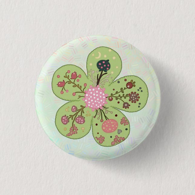 Chapa Redonda De 2,5 Cm Patchworkfrühlingsblume (Anverso)