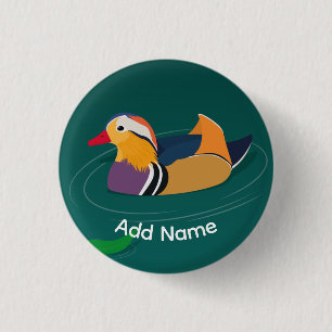 Chapa Redonda De 2,5 Cm Pato mandarín colorido arte moderno personalizado
