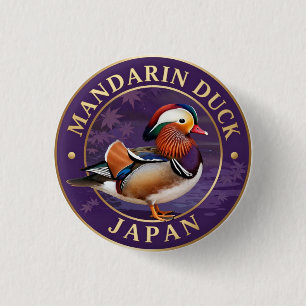 Chapa Redonda De 2,5 Cm 🦆 Pato mandarín vida silvestre japonesa