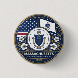 Chapa Redonda De 2,5 Cm Patrimonio del Estado de la Bahía de Massachusetts