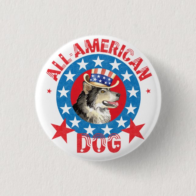 Chapa Redonda De 2,5 Cm Patriotic Alaskan Malemute (Anverso)