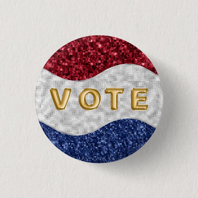 Chapa Redonda De 2,5 Cm Patriotic Mosaic Waves Vote (Anverso)