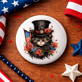 Chapa Redonda De 2,5 Cm Patriotic Star Spangled Cat