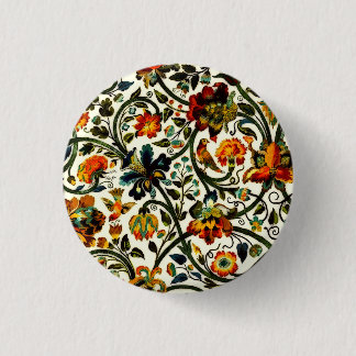 Chapa Redonda De 2,5 Cm Patrón Art Nouveau vintage Thistles Cicadas
