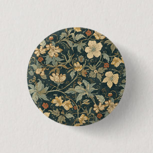 Chapa Redonda De 2,5 Cm Patrón de Art Nouveau floral vintage de William Mo