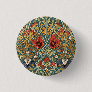Chapa Redonda De 2,5 Cm Patrón de Art Nouveau floral William Morris Compto