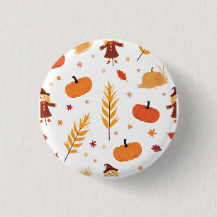 Chapa Redonda De 2,5 Cm Patrón de calabaza otoñal Insignia de alfiler