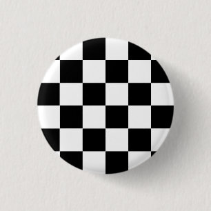Chapa Redonda De 2,5 Cm Patrón de comprobación de blanco negro