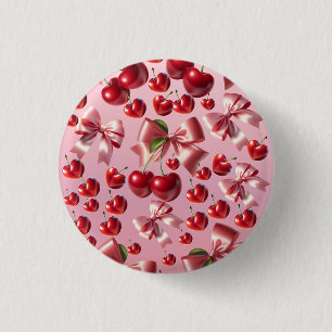 Chapa Redonda De 2,5 Cm Patrón de Corazón de Coqueta Personalizado con Laz