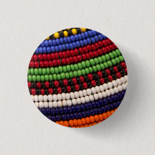 Chapa Redonda De 2,5 Cm Patrón de cuentas tribales masai