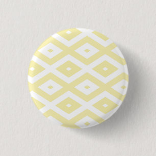 Chapa Redonda De 2,5 Cm Patrón de diamante amarillo y blanco pálido