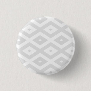 Chapa Redonda De 2,5 Cm Patrón de diamante gris claro y blanco