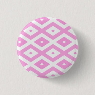 Chapa Redonda De 2,5 Cm Patrón de diamantes rosa y blanco