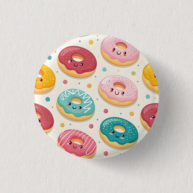 Chapa Redonda De 2,5 Cm Patrón de Donas (Anverso)