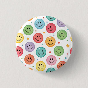 Chapa Redonda De 2,5 Cm Patrón de Emoji Sonriente