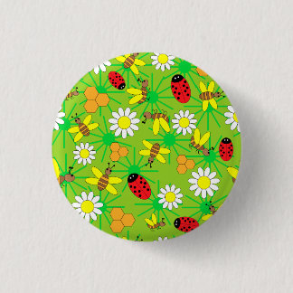 Chapa Redonda De 2,5 Cm Patrón de error de abeja y dama.ai