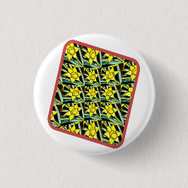 Chapa Redonda De 2,5 Cm Patrón de flores amarillas y valiosas