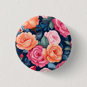 Chapa Redonda De 2,5 Cm Patrón de flores florecientes para rosas-80037