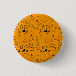 Chapa Redonda De 2,5 Cm Patrón de Halloween de fantasmas, casas, arañas