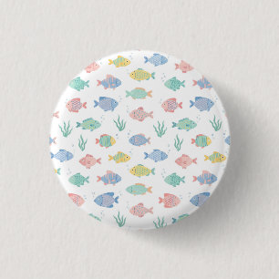 Chapa Redonda De 2,5 Cm Patrón de peces tropicales coloridos Tulimet
