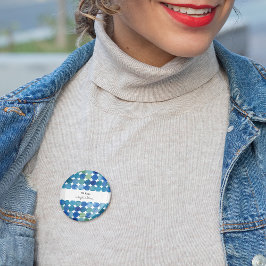 Chapa Redonda De 2,5 Cm Patrón de puntos - azul y verde