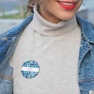 Chapa Redonda De 2,5 Cm Patrón de puntos - azul y verde