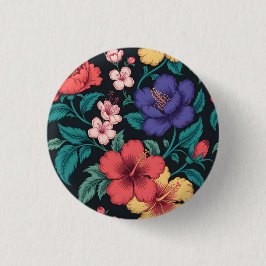Chapa Redonda De 2,5 Cm Patrón de repetición de flores silvestres
