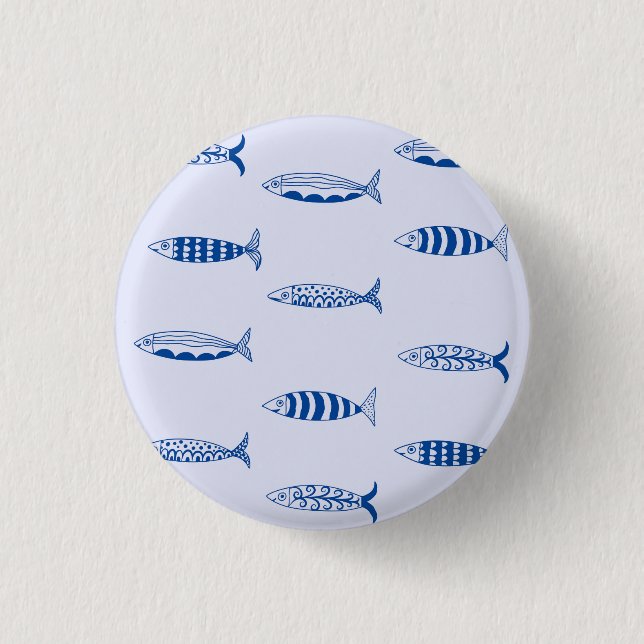 Chapa Redonda De 2,5 Cm Patrón de Sardinas (Anverso)