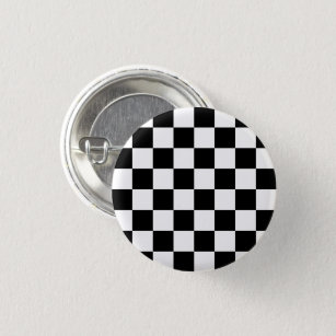 Chapa Redonda De 2,5 Cm Patrón de tablero de ajedrez blanco y negro