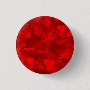 Chapa Redonda De 2,5 Cm Patrón de textura de corazones de amor rojo románt