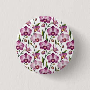Chapa Redonda De 2,5 Cm Patrón elegante sin costuras de orquídea morada y