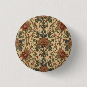 Chapa Redonda De 2,5 Cm Patrón floral Art Nouveau de William Morris Compto