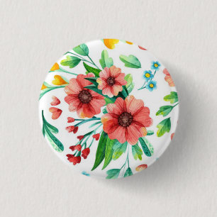 Chapa Redonda De 2,5 Cm Patrón floral de flores rosadas pintadas a mano-23