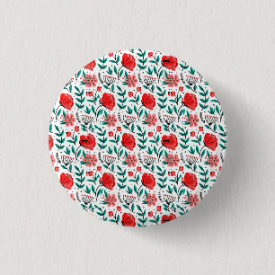 Chapa Redonda De 2,5 Cm Patrón floral dibujado a mano colorido.