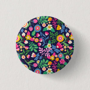 Chapa Redonda De 2,5 Cm Patrón Floral Exótico Pintado a Mano-48330
