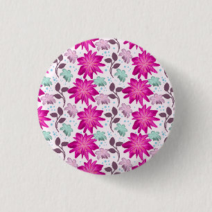 Chapa Redonda De 2,5 Cm Patrón floral rosa