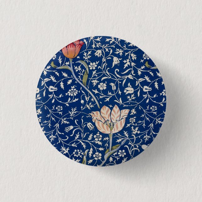 Chapa Redonda De 2,5 Cm Patrón Medway de William Morris (Anverso)