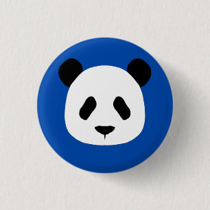 Chapa Redonda De 2,5 Cm Patrón Panda minimalista- Azul cobalto